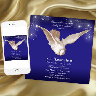 Meddelanden från tjänsten Blue Dove Memorial Inbjudningar