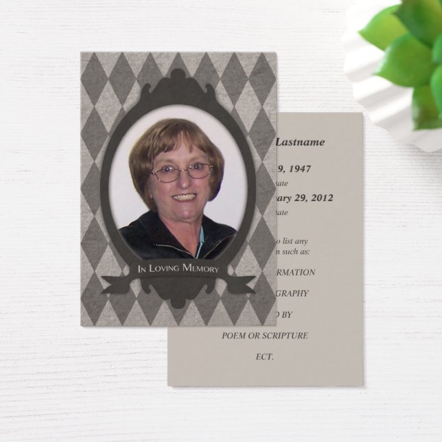 meddelanden om minnestjänster visitkort (Skivbord)