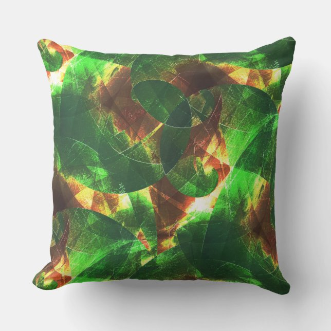 Meddelandeöverlappande texturerad bränd grönt spir kudde (Framsida)