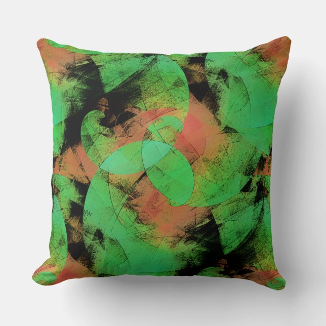 Meddelandeöverlappande texturerad lax-grönt spiral kudde (Framsida)