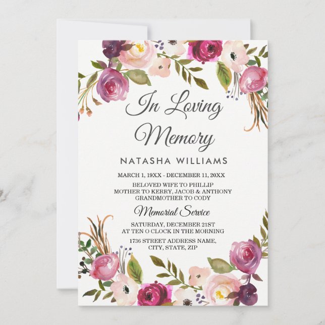 Meddelandetjänst för botaniskt Blommigt Inbjudningar (Framsida)