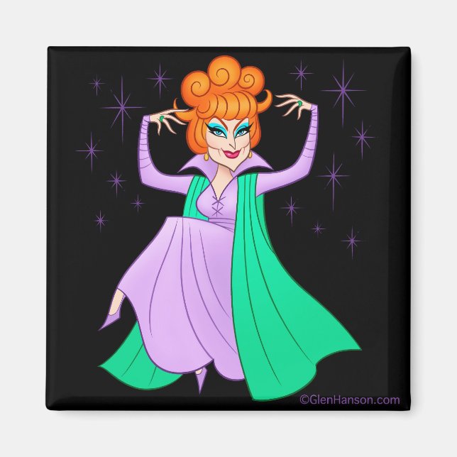 "Meddlesome Mor" Square Magnet av Glen Hanson (Framsidan)