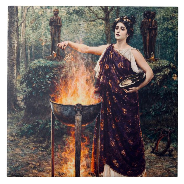 Medea brygger sin trolldryck –  kakelplatta (Framsidan)