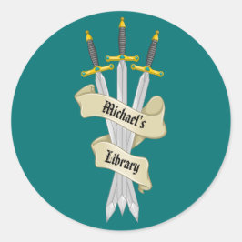 Medeival Sword från Bibliotek Runt Klistermärke