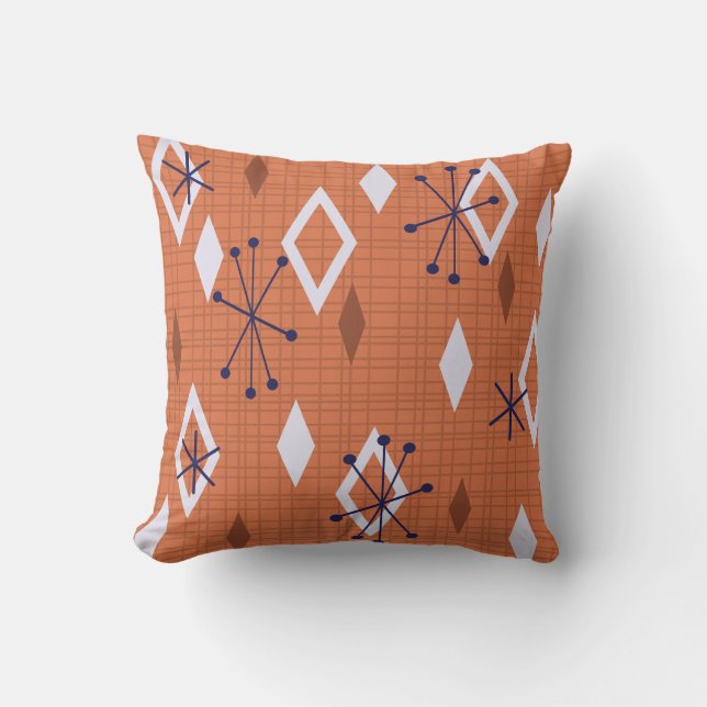 Medel Century Diamonds Starbursts Burnt Orange Kudde (Framsida)