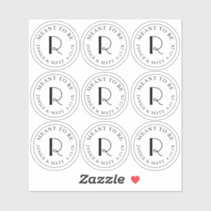 Medel för att bli Mini Monogram-etikett med Bröllo Klistermärken