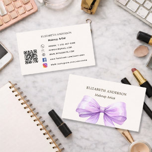 Medel för Lavender bow beige-kräm qr-kod social Visitkort
