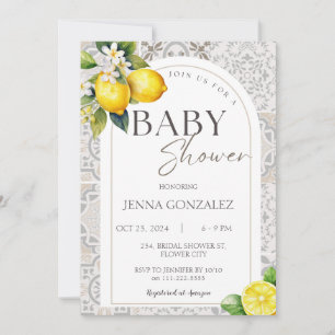 Medel Lemon Boho Tiles Baby Shower Inbjudningar