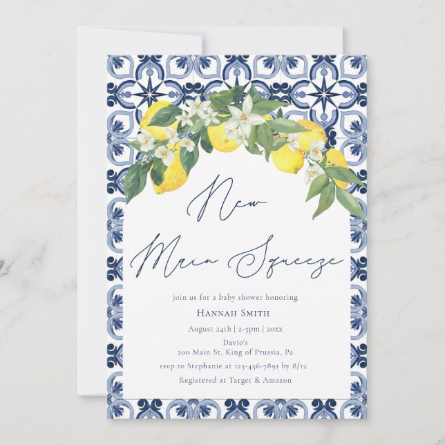 Medel Lemon Main Squeeze Baby Shower Inbjudningar (Framsida)