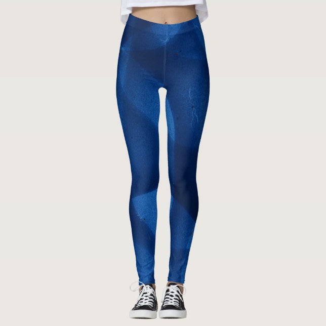 Medel till Mörk Blå Mönstrad Leggings (Framsida)