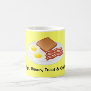 Medelägg, bacon, rostat bröd & kaffe för kaffekopp