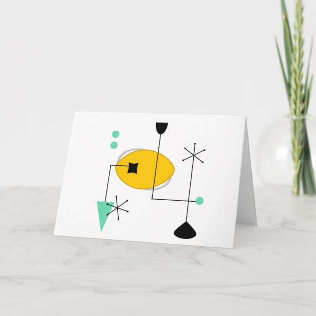 medelårhundradets moderna blå gult enkel återgivni kort (Framsida)