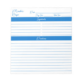 Medelblå recept för moderna minimalistiska skript anteckningsblock