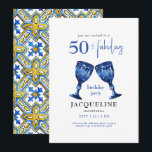 Medelhavet 50 & Fabulous Födelsedagsfest Inbjudningar<br><div class="desc">Medelhavsblått 50 & Fabulous Födelsedagsfest inbjudan. Modern.</div>