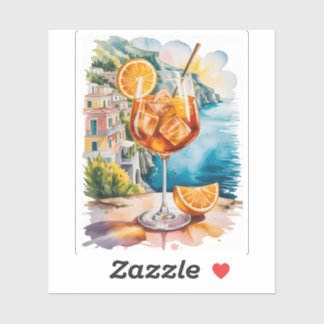 Medelhavet Aperol Spritz Dryck Vattenfärg Klistermärken