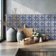Medelhavet Azulejo Mönster Blå Baksplash