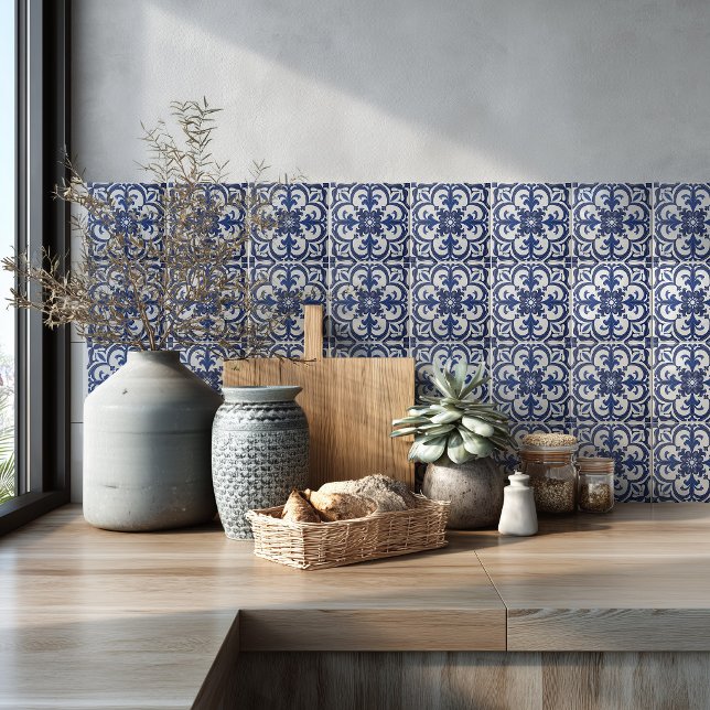 Medelhavet Azulejo Mönster Blå Baksplash Kakelplatta (Skapare uppladdad)