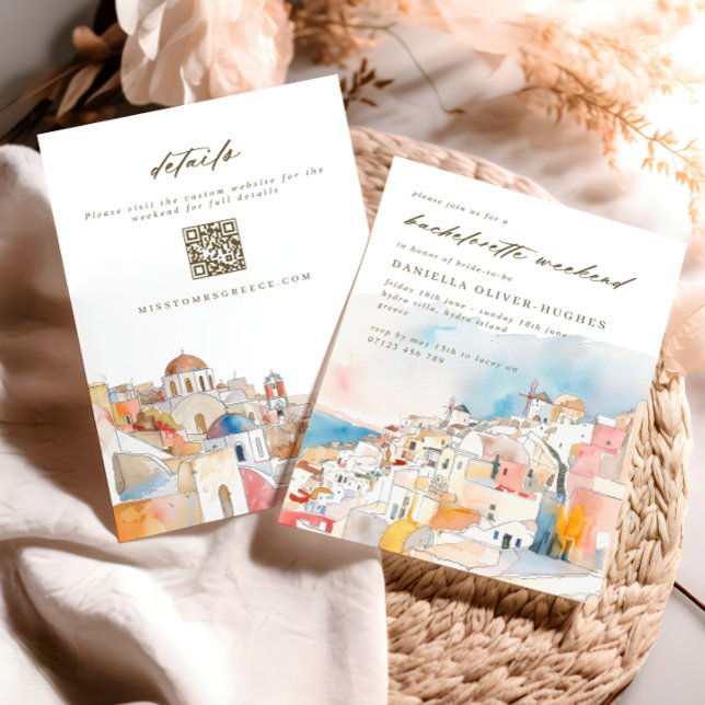 Medelhavet Bachelorette Helg QR-kod Inbjudningar (Skapare uppladdad)