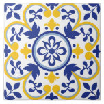 Medelhavet Bloom Kakelplatta<br><div class="desc">Konstruktionen av Medelhavsbloomen strålar ut med vibrerande symmetri, och kombinerar fet marin och solskenande gult i ett stiliserat motiv för blommigten. Elegant och löv-former gör att biet, som är ett prydnadsdjur, ger värme och charm till alla yta. Perfekt för plattor, underlägg och mugg, mönster, är en kanal för den klassiska...</div>