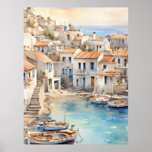 Medelhavet boho akvarell by poster