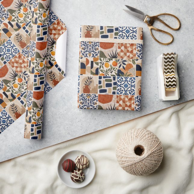 Medelhavet Boho Kakel Mönster Presentpapper (Hantverk)