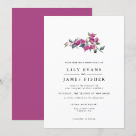 Medelhavet Bougainvillea Rosa Blommigt Bröllop Inbjudningar