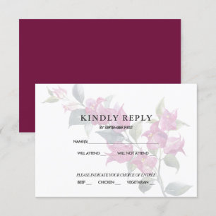 Medelhavet Bougainvillea Rosa Burgund RSVP Inbjuda Inbjudningar