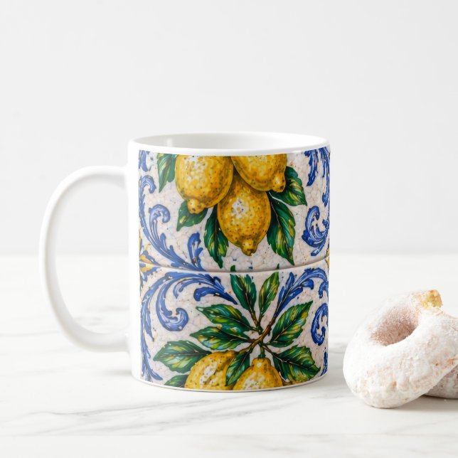 Medelhavet Citron Azulejo Kakel Kaffemugg (Med munk)