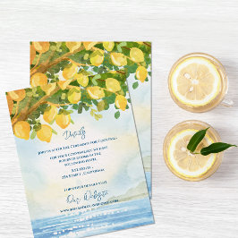 Medelhavet Citron Watercolor Bröllopsdetaljer Tilläggskort
