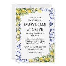 Medelhavet Citroner Blå Mozaik Kakel Bröllop