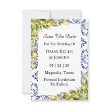 Medelhavet Citroner Blå Mozaik Kakel Bröllop