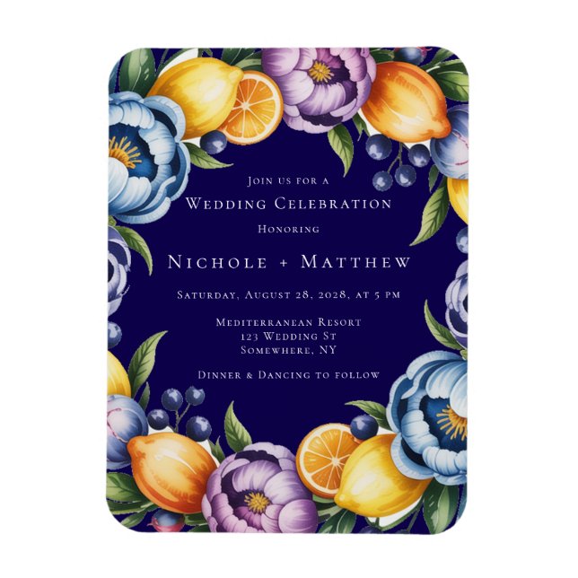 Medelhavet Citrus Bouquet Bröllop Magnet (Vertikal)