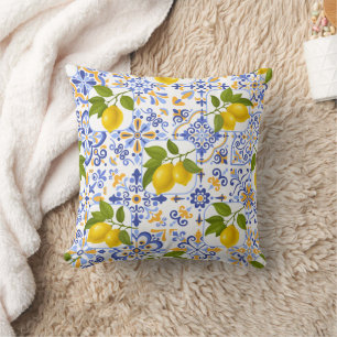 Medelhavet Citrus Citron mönster Kudde