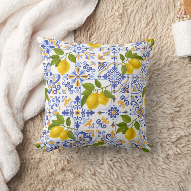 Medelhavet Citrus Citron mönster Kudde (Filt)