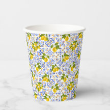 Medelhavet Citrus Citron mönster Papperskoppar