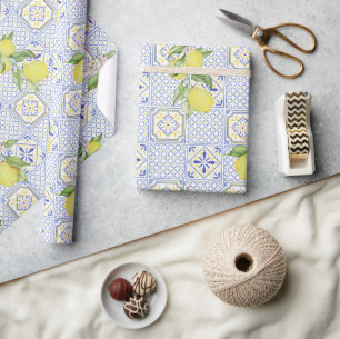 Medelhavet Citrus Citron mönster Presentpapper