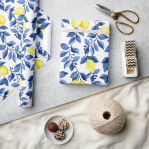 Medelhavet Citrus Citron mönster Presentpapper