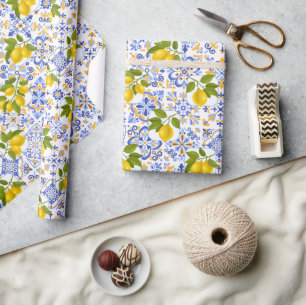 Medelhavet Citrus Citron mönster Presentpapper
