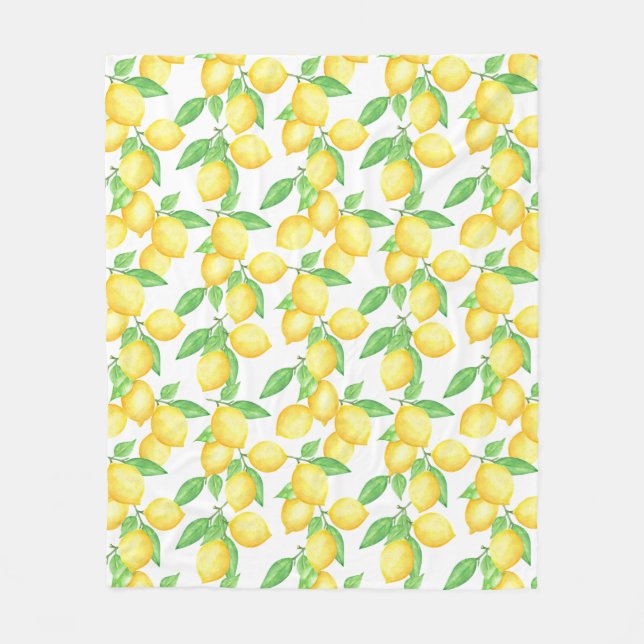 Medelhavet Citrus Citronmönster Fleecefilt (Framsidan)