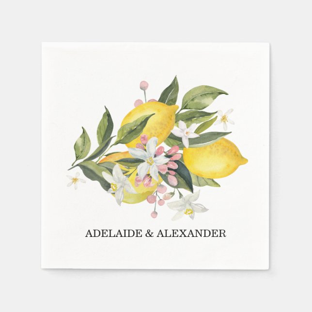 Medelhavet Citrus Gult Bröllop Pappersservett (Framsidan)