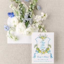 Medelhavet Foto/Crest Bröllop Spara datumet Inbjudningar