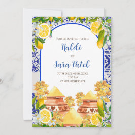 Medelhavet Haldi inbjuder italiensk dekor Haldi Inbjudningar