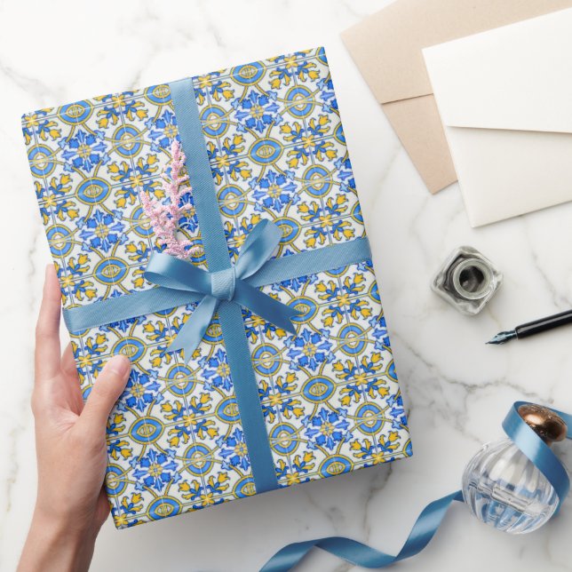 Medelhavet Italien Blå Kakel Bröllopsdusch  Presentpapper (Gifting)