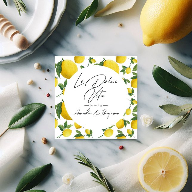 Medelhavet La Dolce Vita Lemon-Thned Bröllop Gåvor Etiketter (Mediterranean La Dolce Vita Lemon-Themed Wedding Favor Tags)