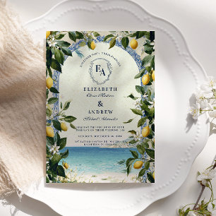 Medelhavet Lemon och Greenery Bröllop Inbjudningar
