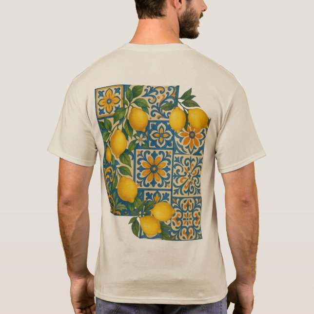 Medelhavet, Lemon Tile Mönster - Kustdesign T Shirt (Baksida)