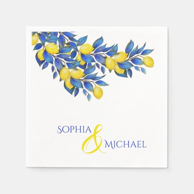 Medelhavet-Lemons-Bröllop-Napkins Pappersservett (Framsidan)