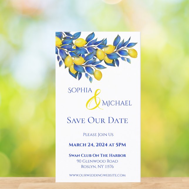 Medelhavet - Lemons- Bröllop-Save Date- Visitkort (Mediterranean-Lemons-Save the Date)