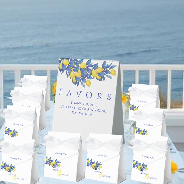 Medelhavet-Lemons-Bröllop Tack Presentaskar (Mediterranean-Lemons-Wedding Thank you Favor Boxes)