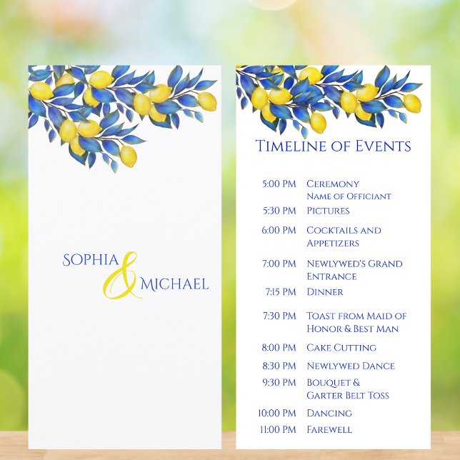 Medelhavet-Lemons-Bröllopsprogrammet- (Mediterranean-Lemons- Wedding Program-Timeline of Events)